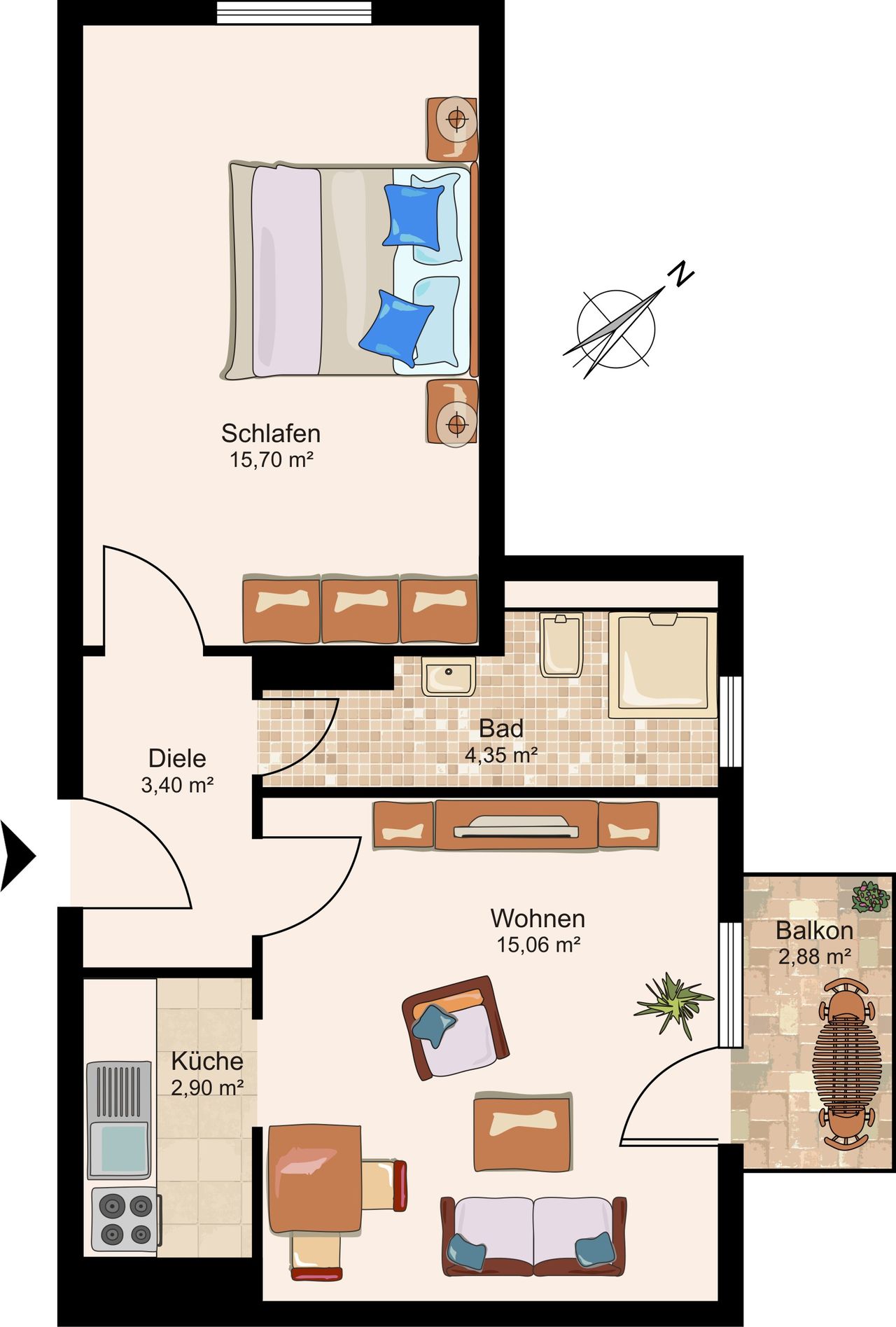 Charming furnished flat in a well-maintained 9-unit building in Aachen-Haaren