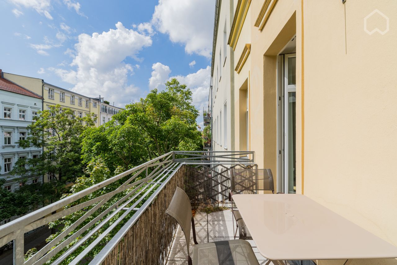 Light-flooded spacious apartment with large kitchen-cum-living-room, balcony & free standing bathub directly at the Weinbergspark in Berlin
